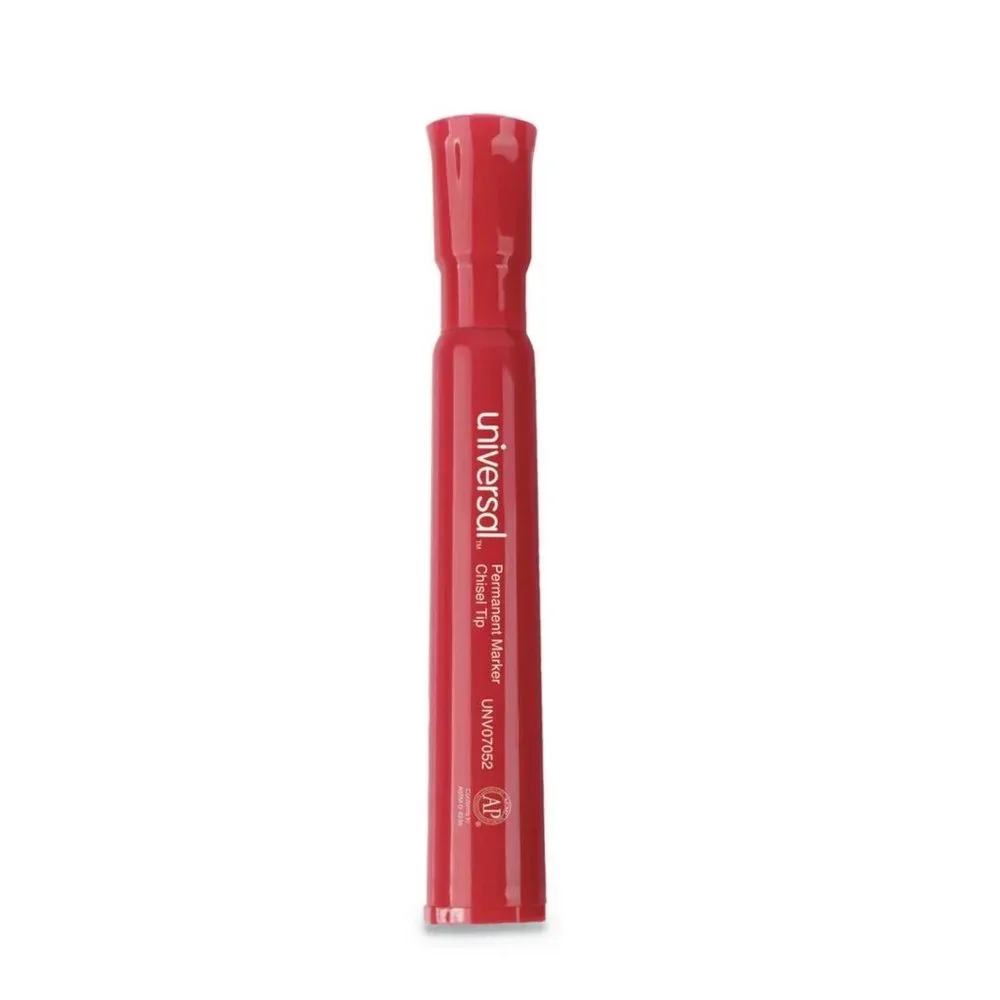 Universal - 12 Permanent Markers Chisel Tip - Red - UNV 07052